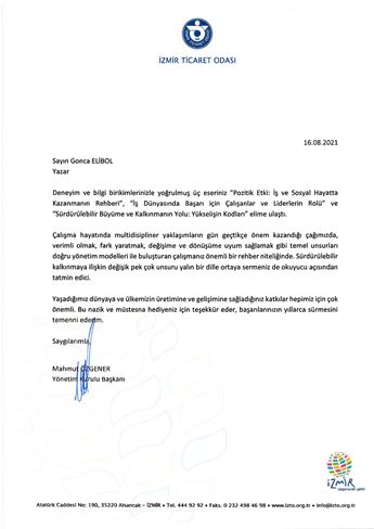 İZTO BAŞKANI KİTAP TEBRİK TEŞEKKÜR